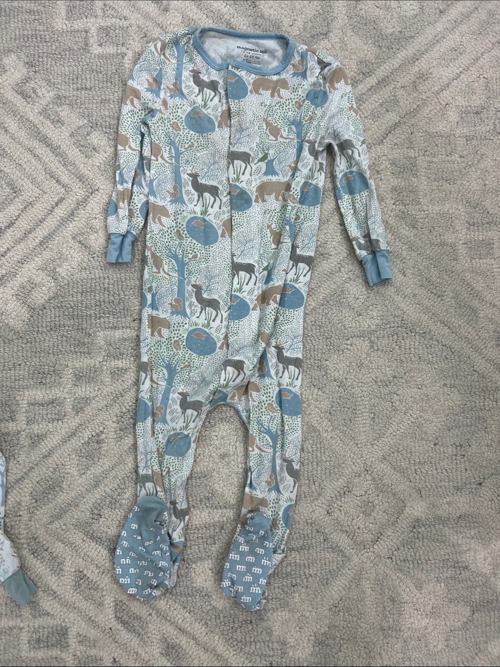 Magnetic Me Light Blue and Taupe Safari Animal Footed One-Piece